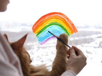 猫と虹の絵